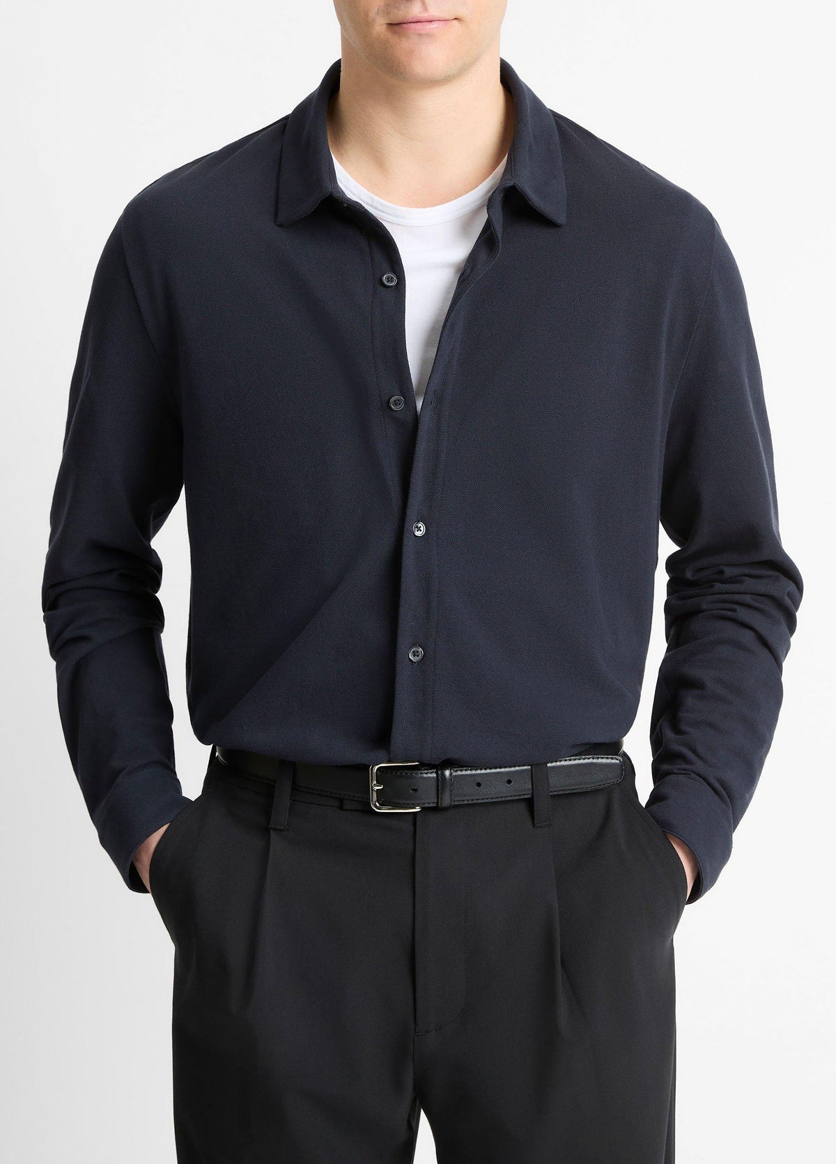 Cotton Piqué Button-Front Shirt - US 3393