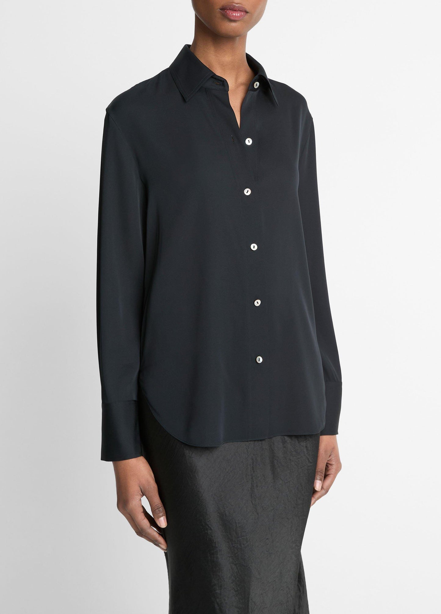 Stretch-Silk Button-Front Blouse - US 3734