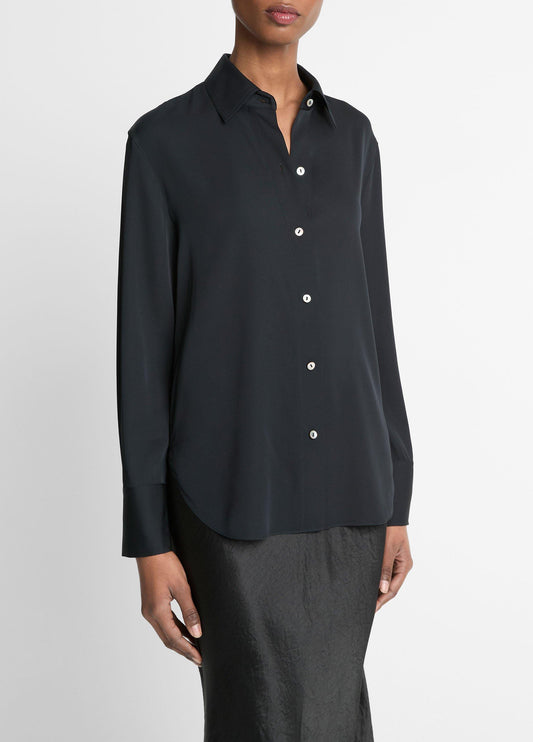 Stretch-Silk Button-Front Blouse - US 3734