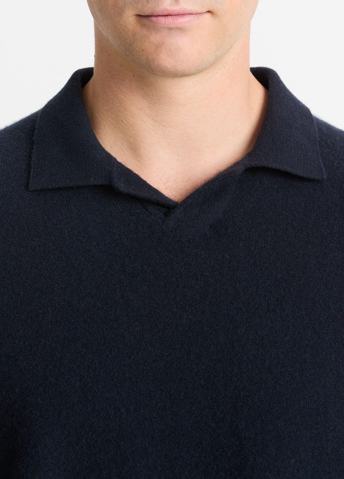 Plush Cashmere Johnny-Collar Polo - US 7268