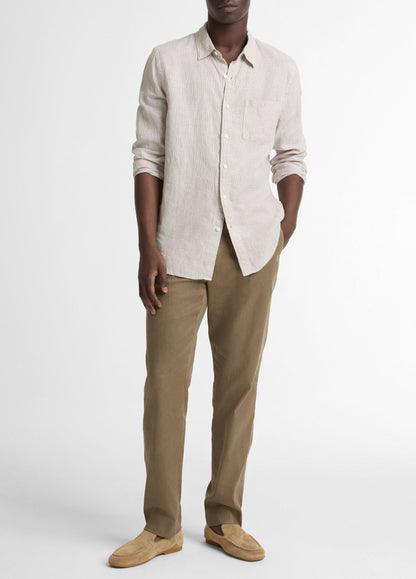 Houndstooth Linen Button-Front Shirt - US 6645