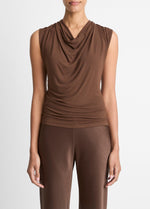 Jersey Draped Cowl-Neck Top - US 0723