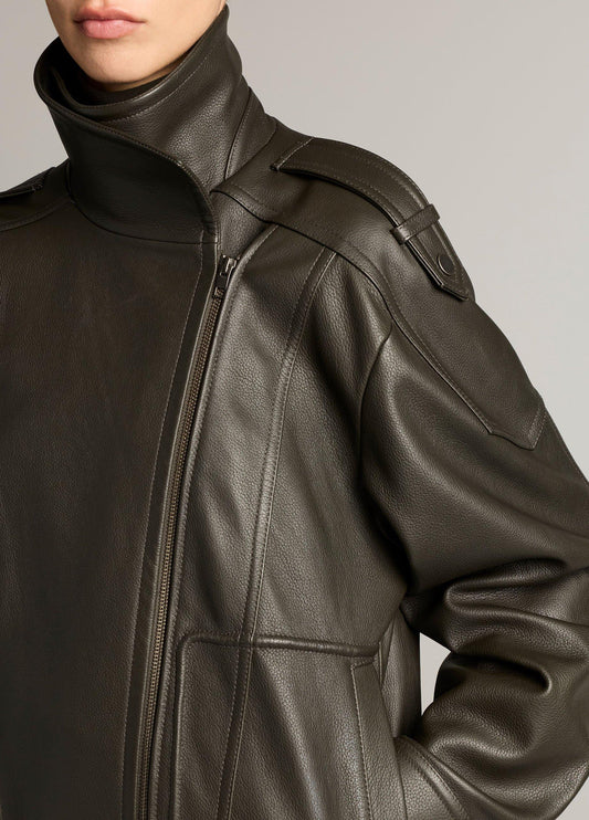 Leather Oversized Biker Jacket - US 1206