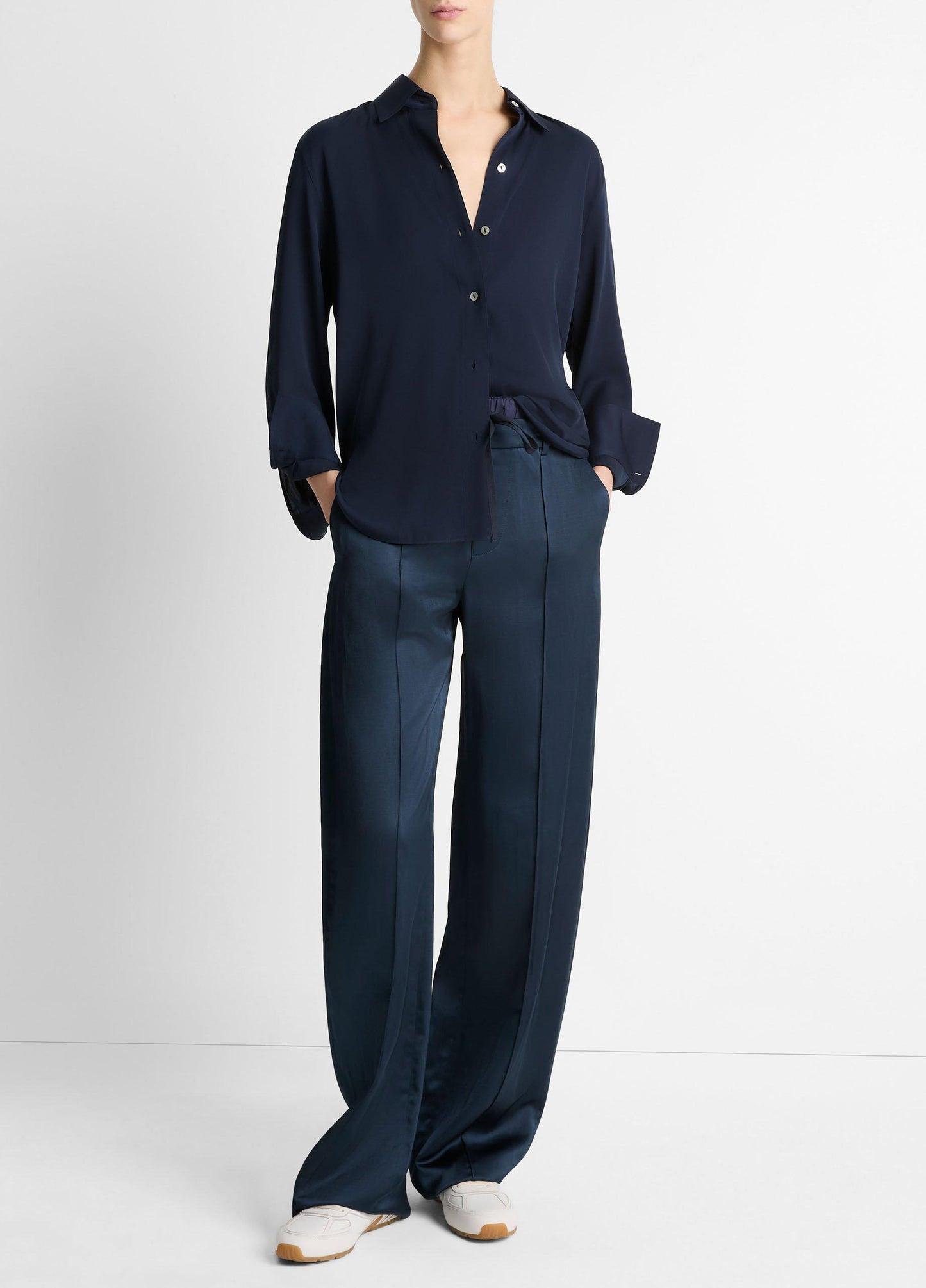 Stretch-Silk Button-Front Blouse - US 9322