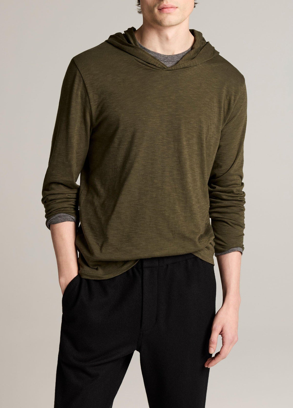 Slub Pima Cotton Double-Layer Hoodie - US 5047