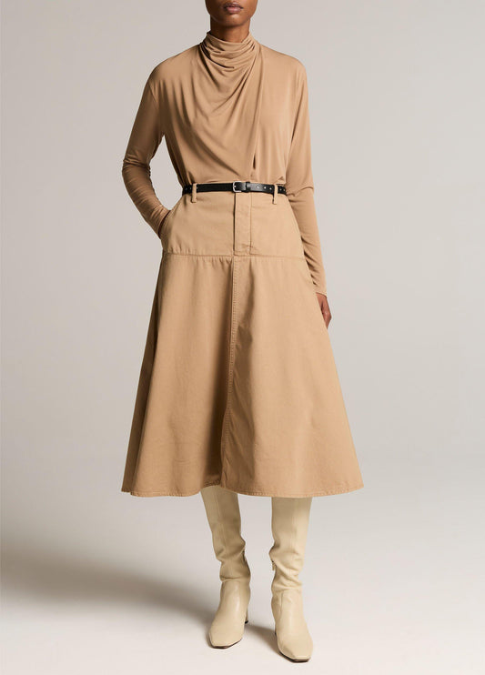 Washed Cotton Twill Full Skirt - US 5659