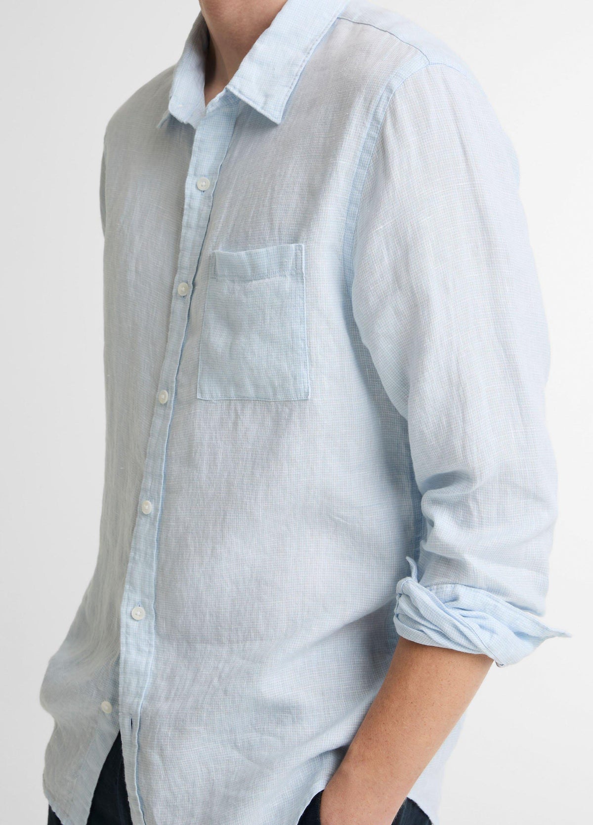 Houndstooth Linen Button-Front Shirt - US 3012
