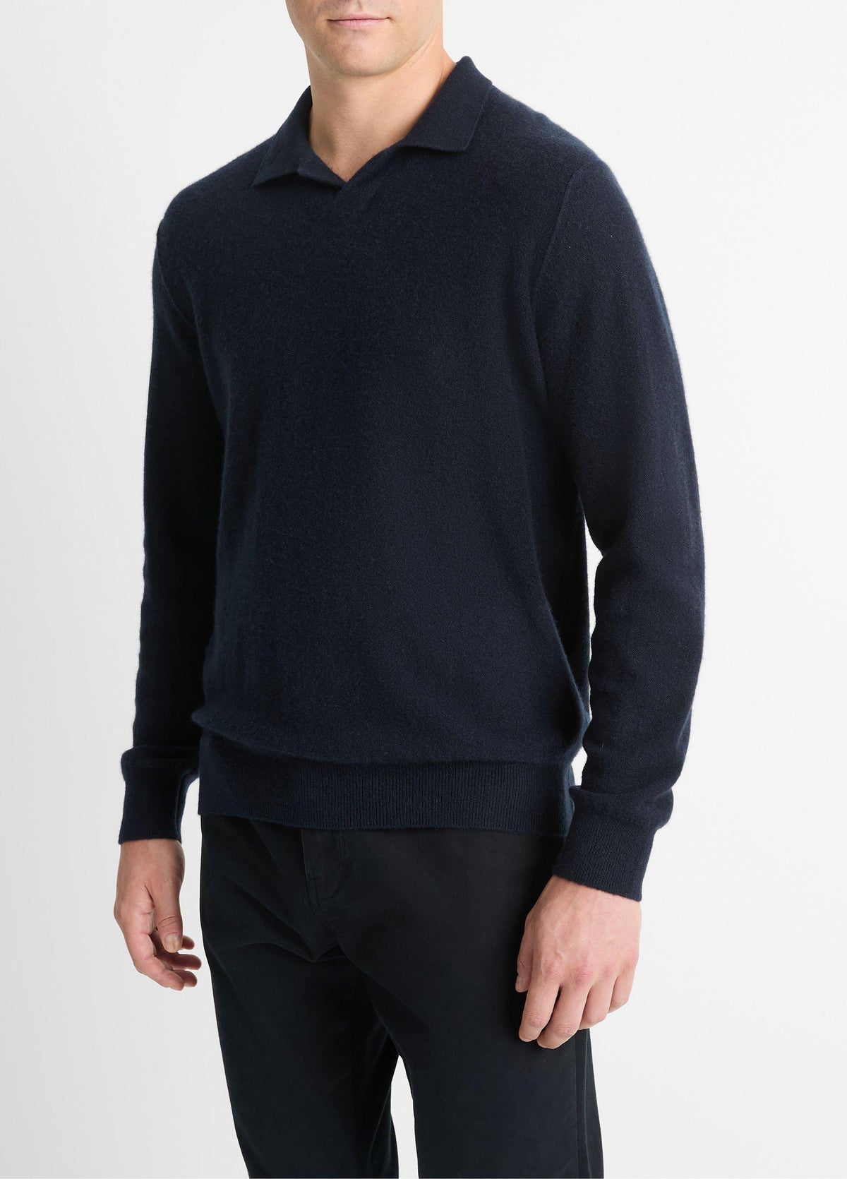 Plush Cashmere Johnny-Collar Polo - US 7268