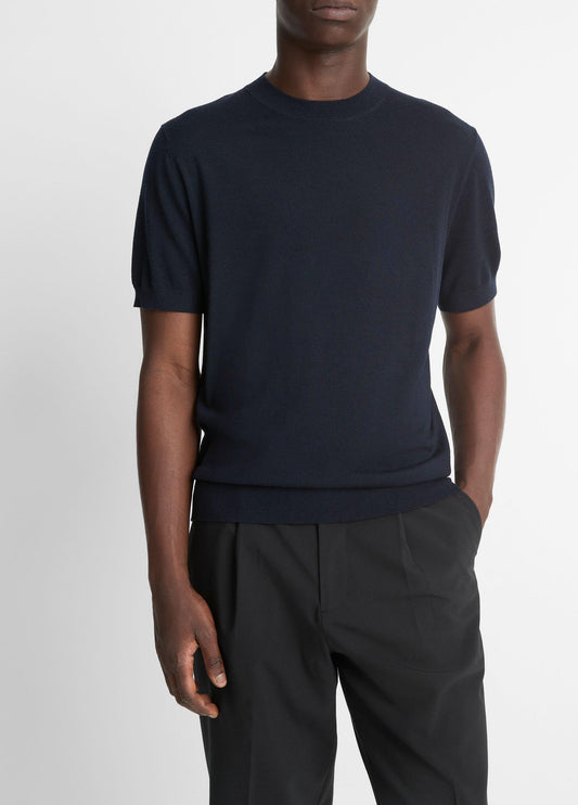 Featherweight Merino Wool-Cashmere Short-Sleeve Sweater - US 1673
