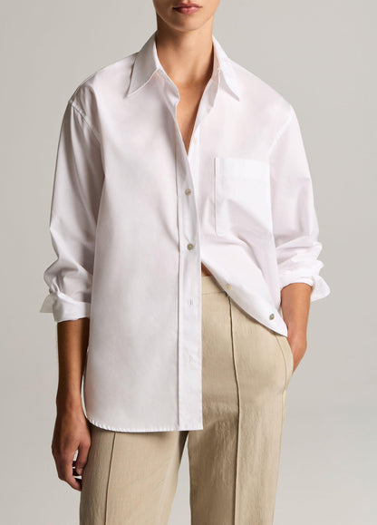 Cotton Oversized Button-Front Shirt - US 9823
