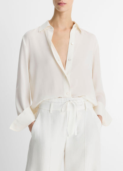 Stretch-Silk Button-Front Blouse - US 2064