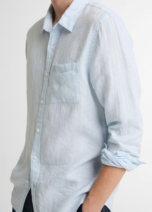 Houndstooth Linen Button-Front Shirt - US 3012