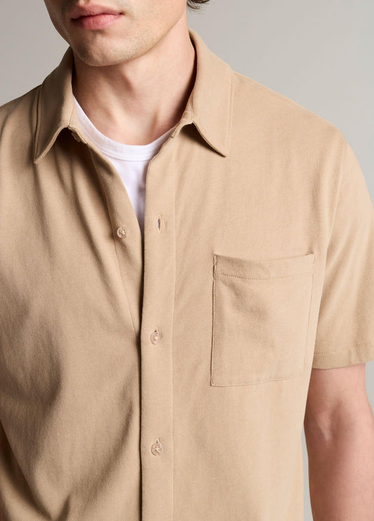 Sueded Cotton Jersey Button-Front Shirt - US 6576