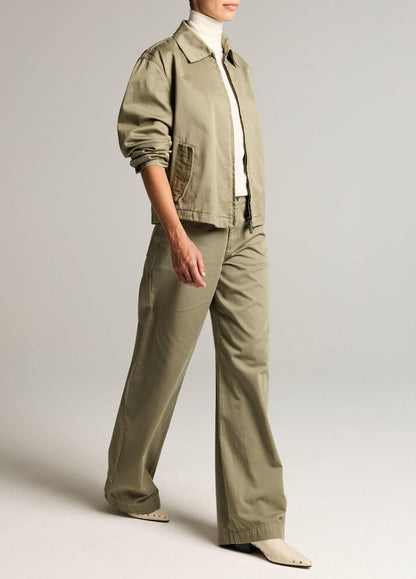 Washed Cotton Twill Mid-Rise Wide-Leg Pant - US 9438