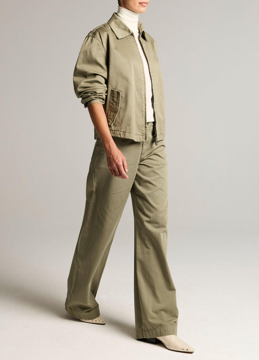 Washed Cotton Twill Mid-Rise Wide-Leg Pant - US 9438