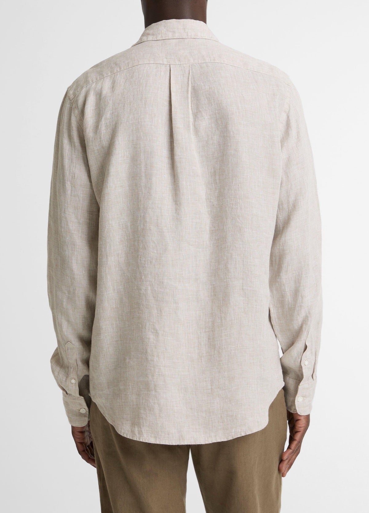 Houndstooth Linen Button-Front Shirt - US 6645