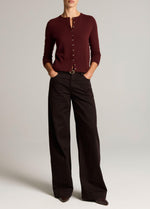 Washed Cotton Twill Mid-Rise Wide-Leg Pant - US 3582
