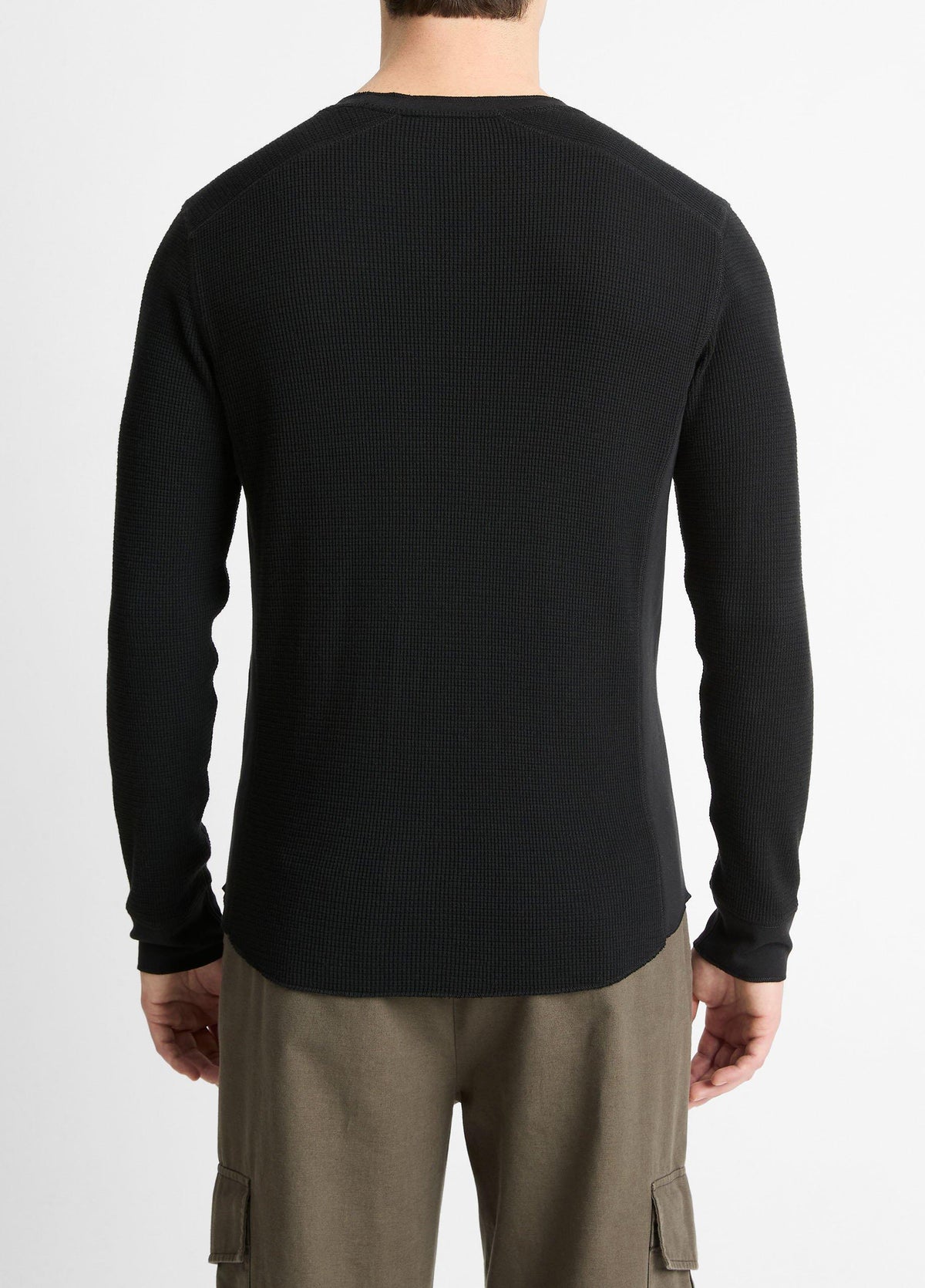 Pima Cotton-Blend Thermal Long-Sleeve Pullover - US 2841