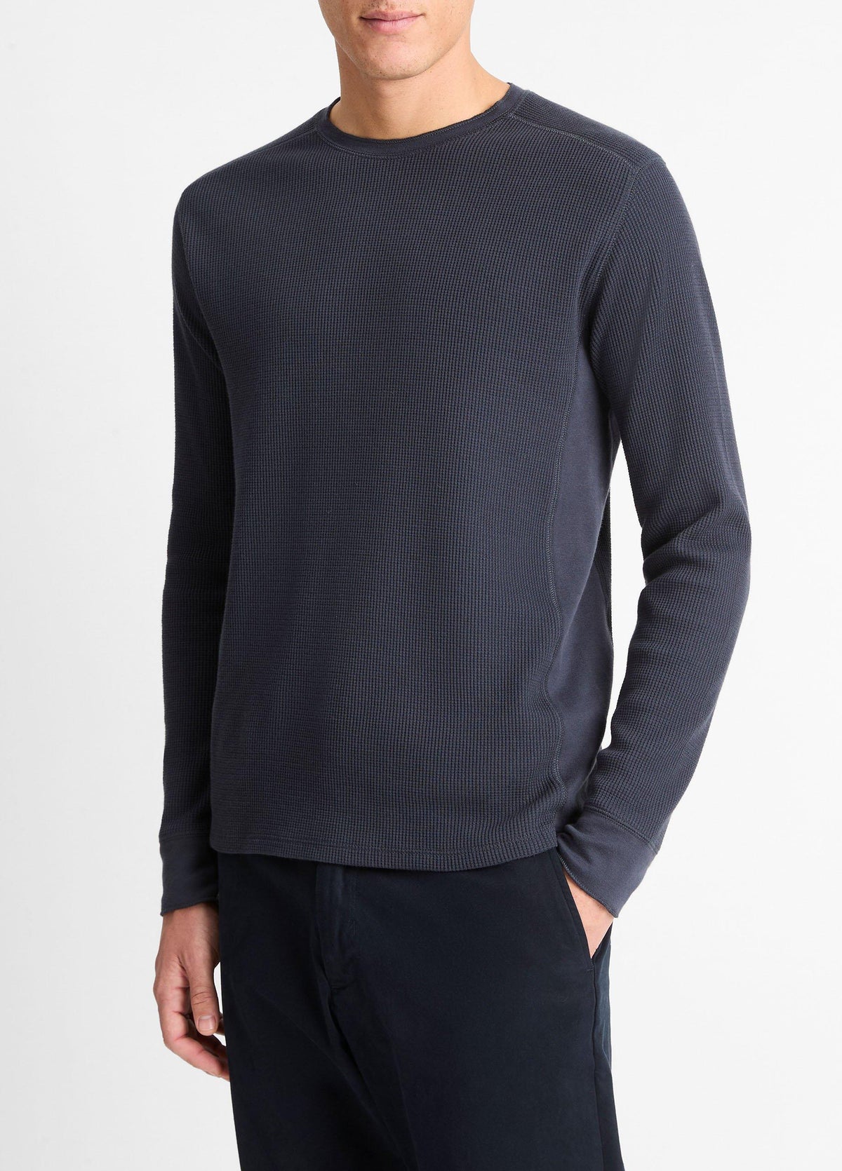 Pima Cotton-Blend Thermal Long-Sleeve Pullover - US 7643