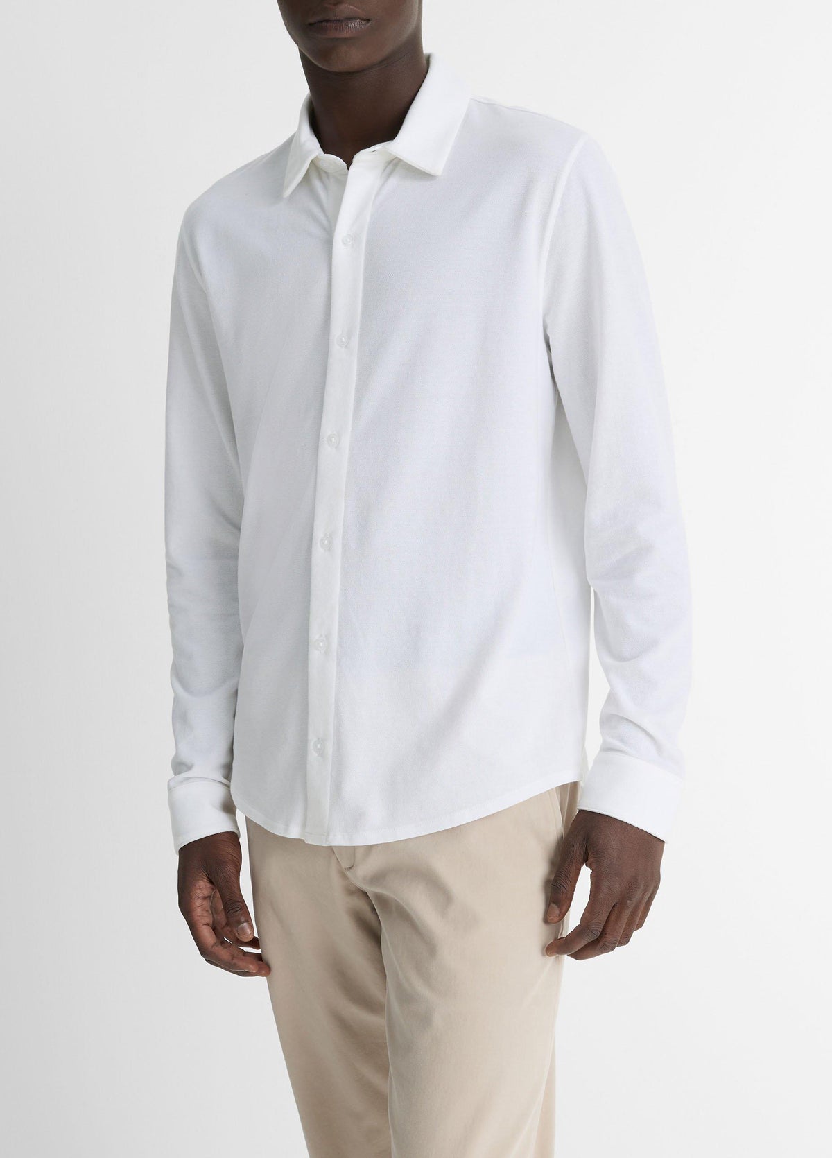 Cotton Piqué Button-Front Shirt - US 5537