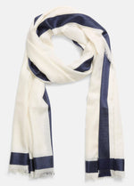 Border-Stripe Cashmere-Silk Satin Scarf - US 6677
