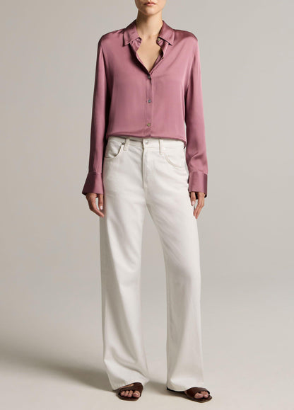 Silk-Blend Slim Button-Front Blouse - US 3755