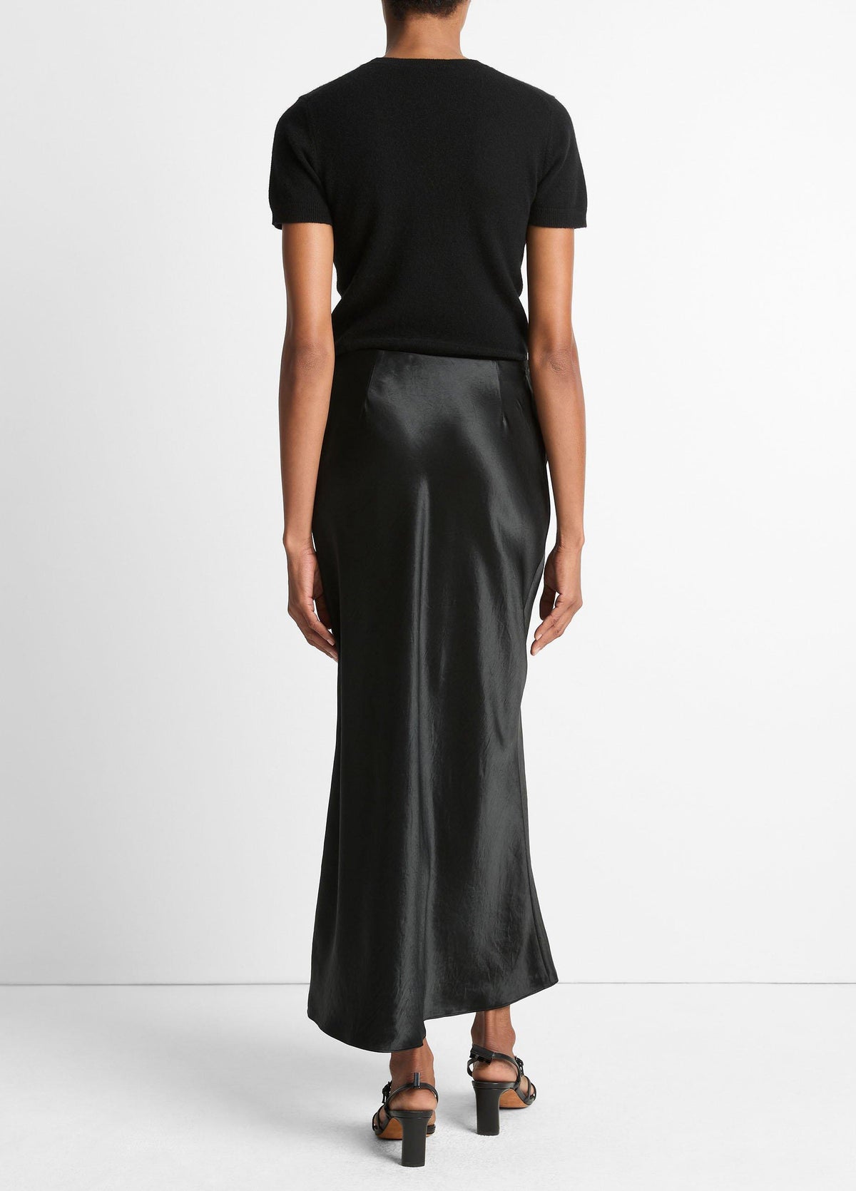 Satin Side-Slit Slip Skirt - US 7267