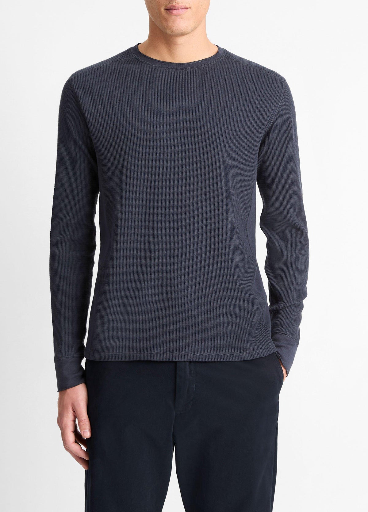 Pima Cotton-Blend Thermal Long-Sleeve Pullover - US 7643