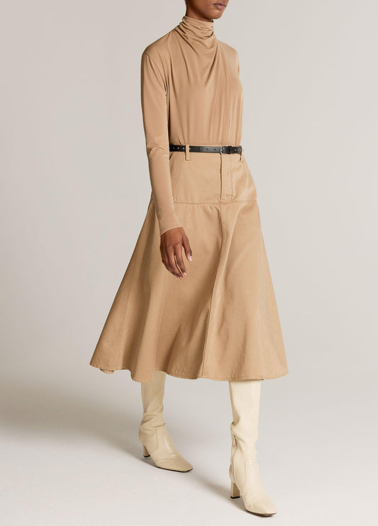 Washed Cotton Twill Full Skirt - US 5659