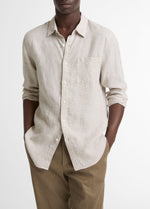 Houndstooth Linen Button-Front Shirt - US 6645