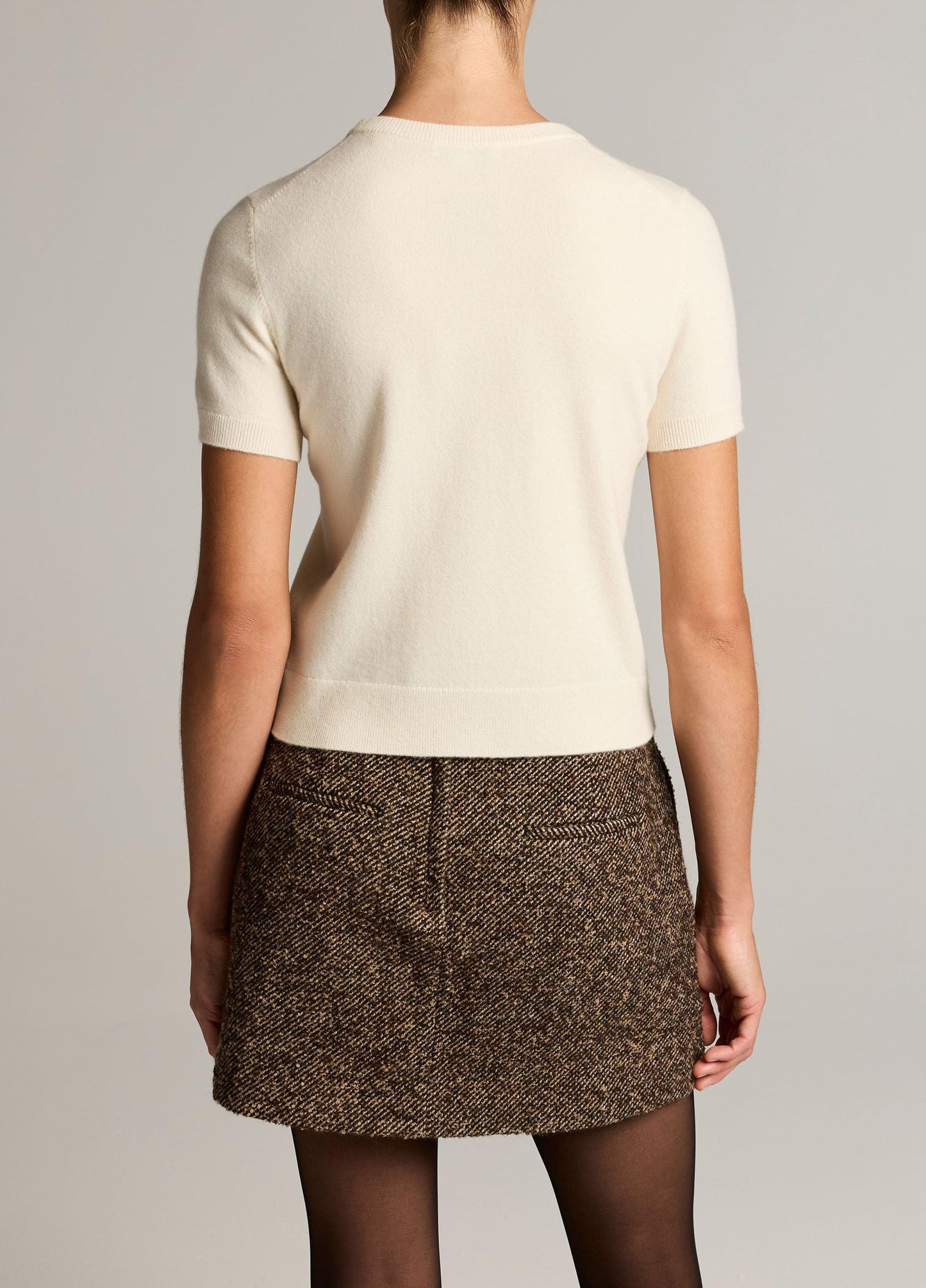 Wool & Cashmere-Blend Short-Sleeve Sweater - US 0319