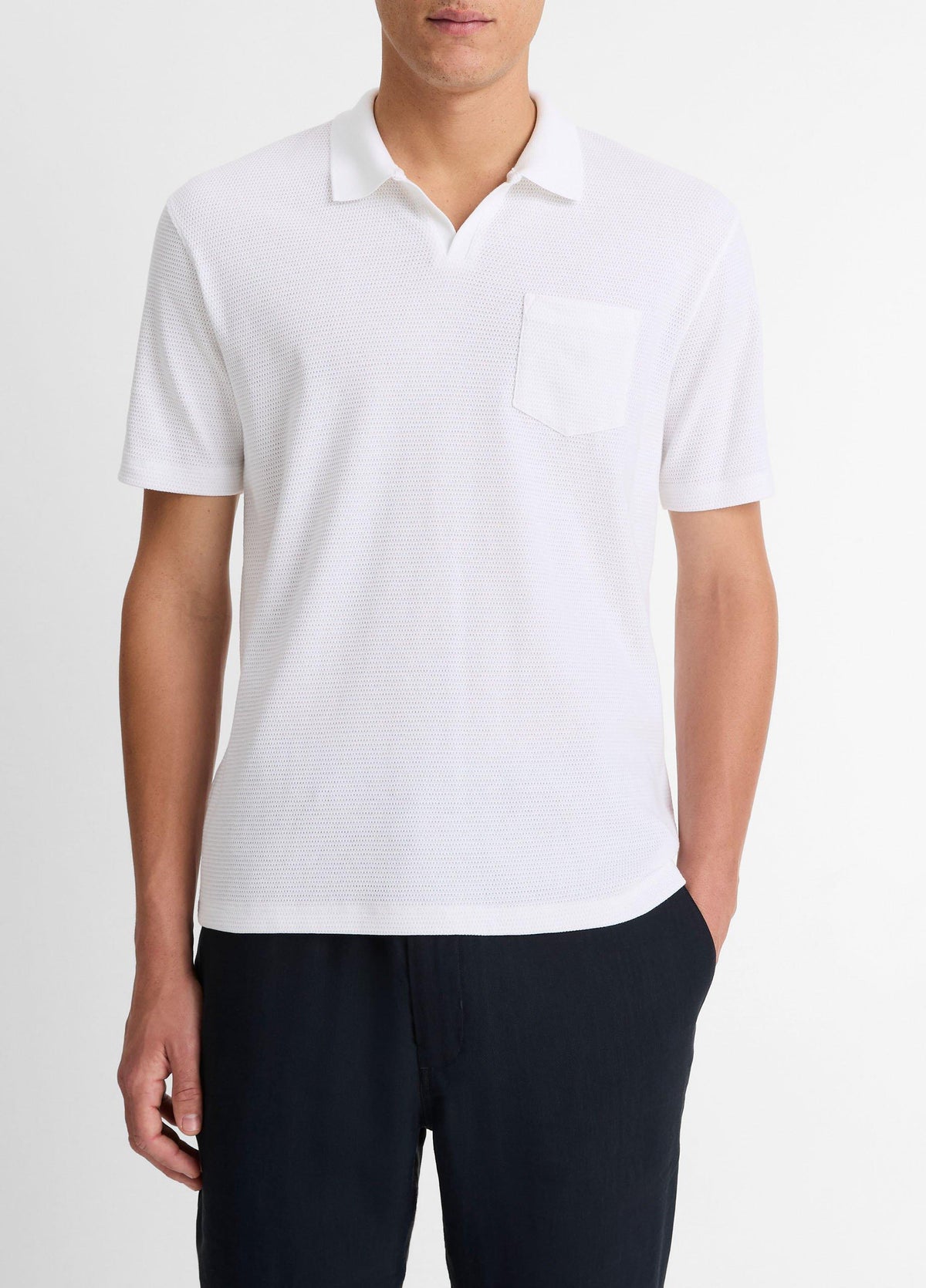 Cotton-Blend Johnny-Collar Polo Shirt - US 1218