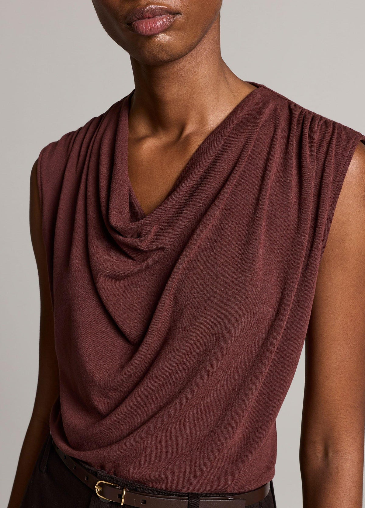 Jersey Draped Cowl-Neck Top - US 1971