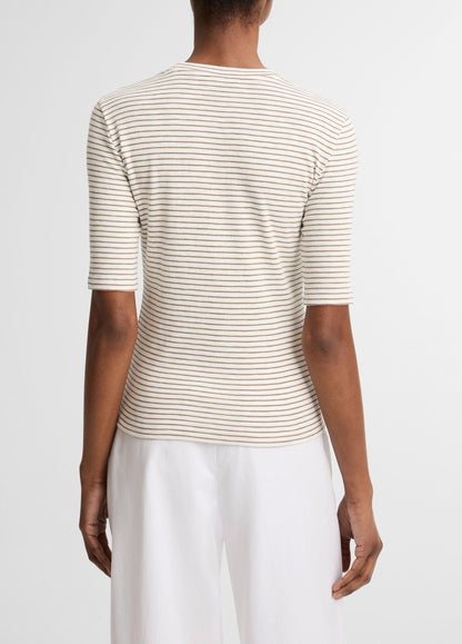 Striped Cotton-Blend Elbow-Sleeve T-Shirt - US 1190