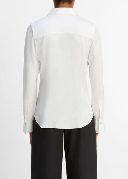Silk-Blend Slim Button-Front Blouse - US 4598
