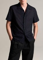 Cotton Eyelet Short-Sleeve Button-Front Shirt - US 9272