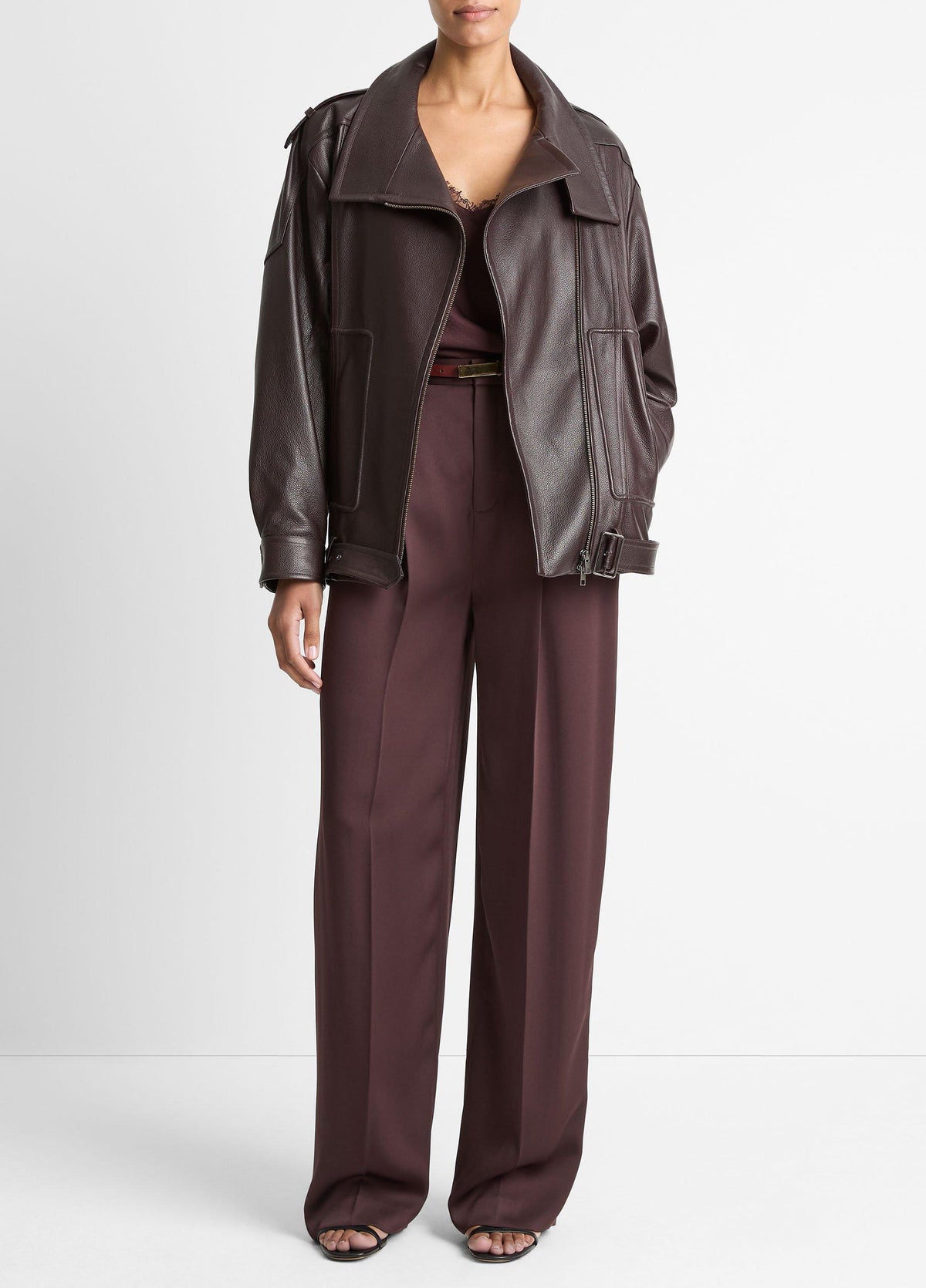 Leather Oversized Biker Jacket - US 1652