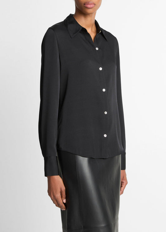 Silk-Blend Slim Button-Front Blouse - US 3948