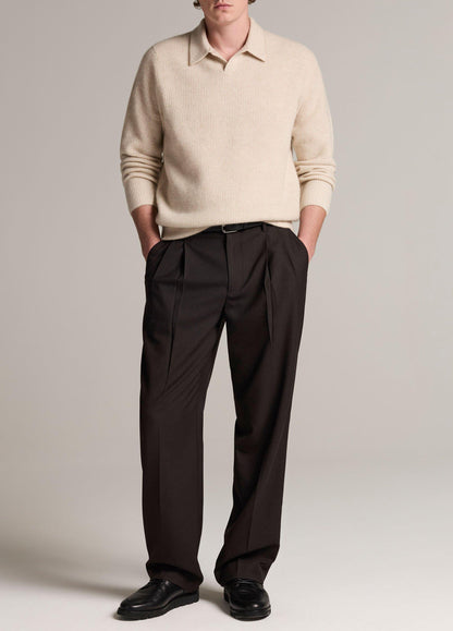 Plush Cashmere Thermal Johnny-Collar Sweater - US 2752