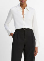 Silk-Blend Slim Button-Front Blouse - US 4598