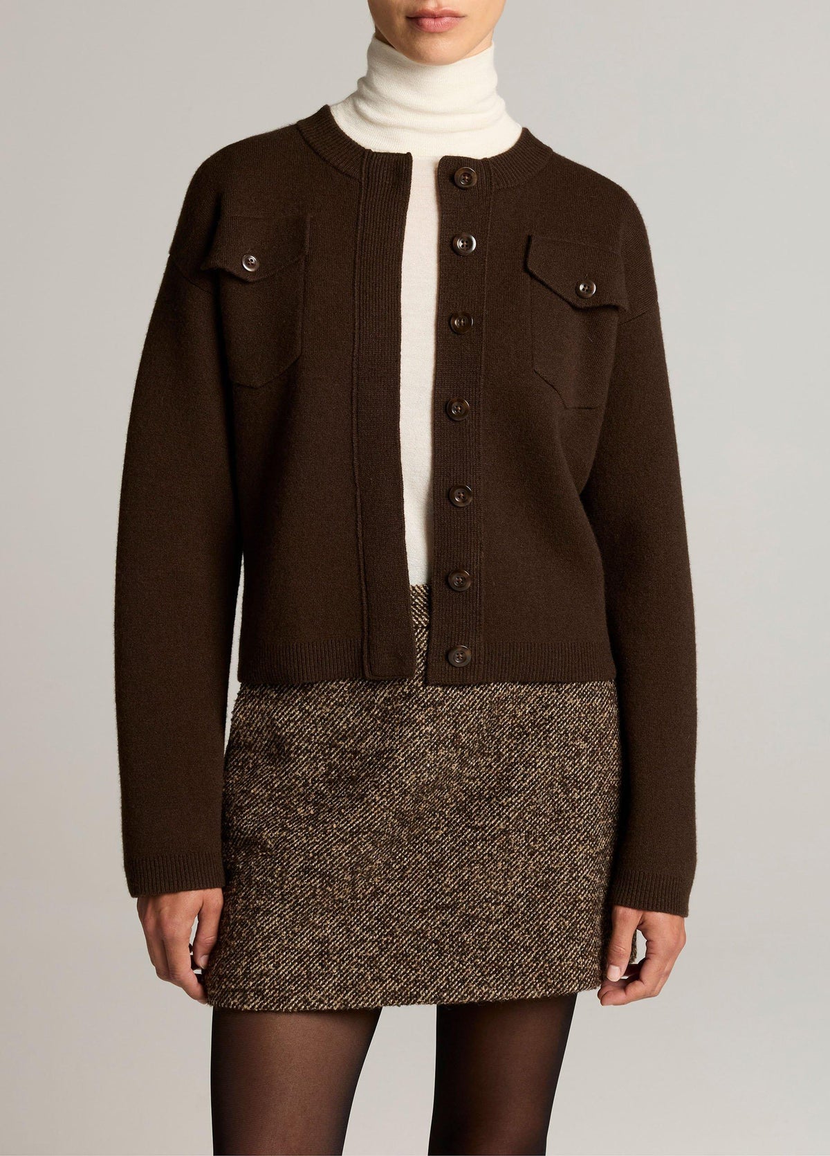 Flap Pocket Wool-Blend Sweater Jacket - US 3657