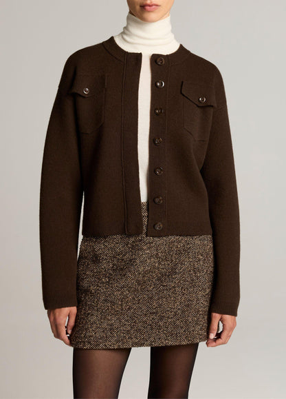 Flap Pocket Wool-Blend Sweater Jacket - US 3657