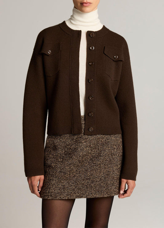 Flap Pocket Wool-Blend Sweater Jacket - US 3657
