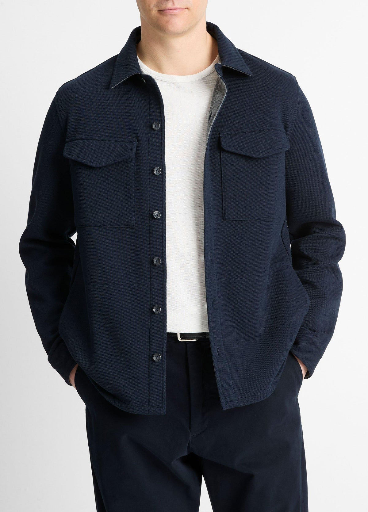 Double-Knit Cotton-Blend Piqué Shirt Jacket - US 2497