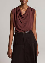 Jersey Draped Cowl-Neck Top - US 1971