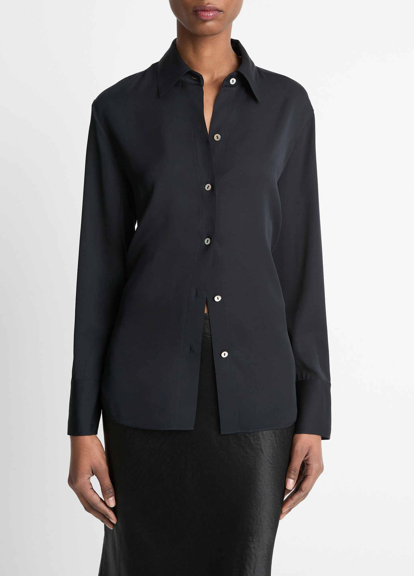 Stretch-Silk Button-Front Blouse - US 3734