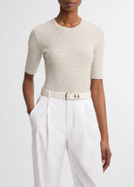 Striped Cotton-Blend Elbow-Sleeve T-Shirt - US 1190