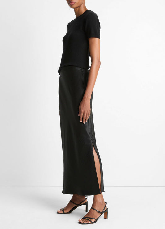 Satin Side-Slit Slip Skirt - US 7267