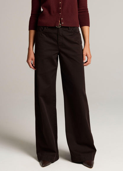 Washed Cotton Twill Mid-Rise Wide-Leg Pant - US 3582