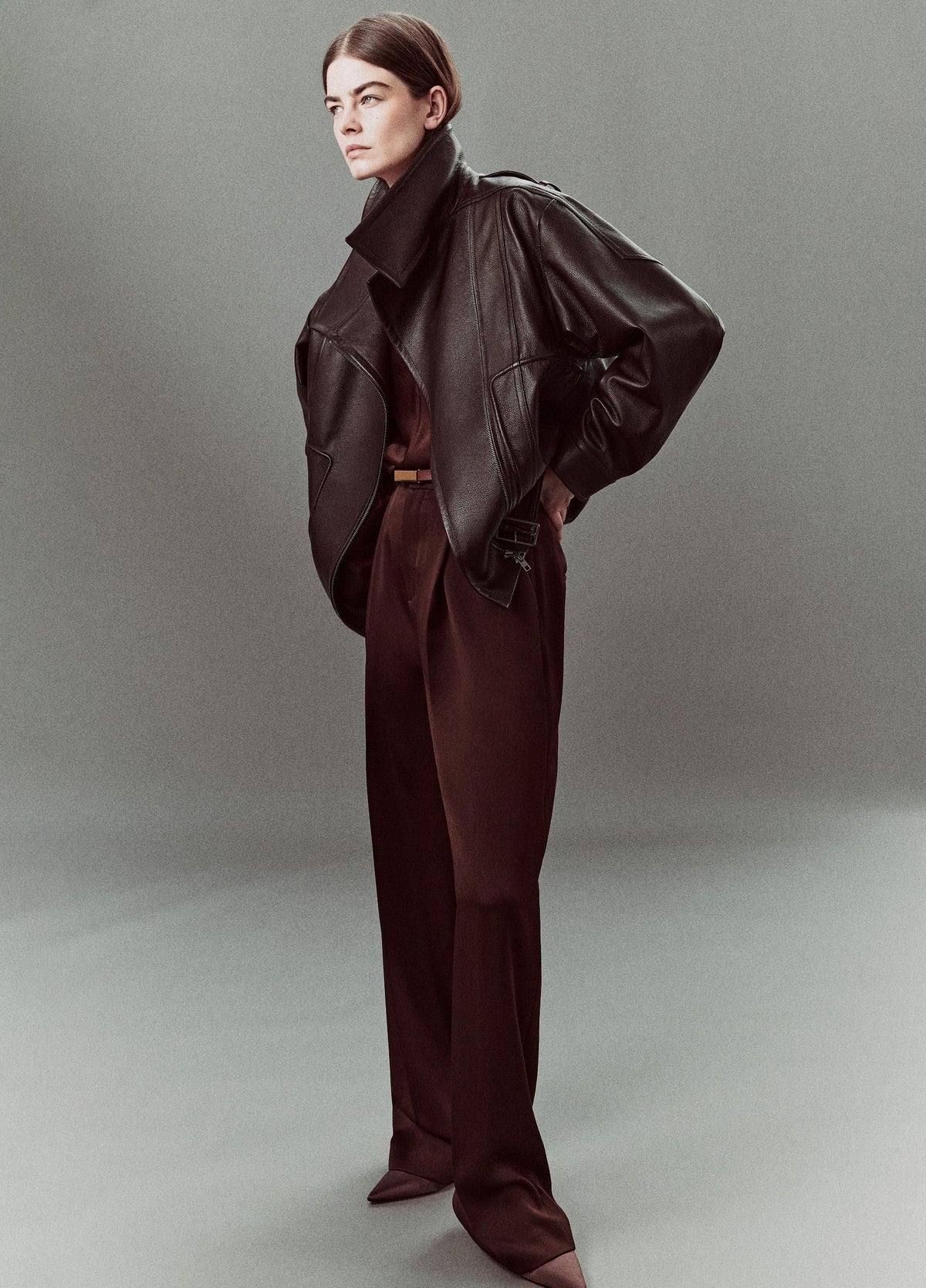 Leather Oversized Biker Jacket - US 1652
